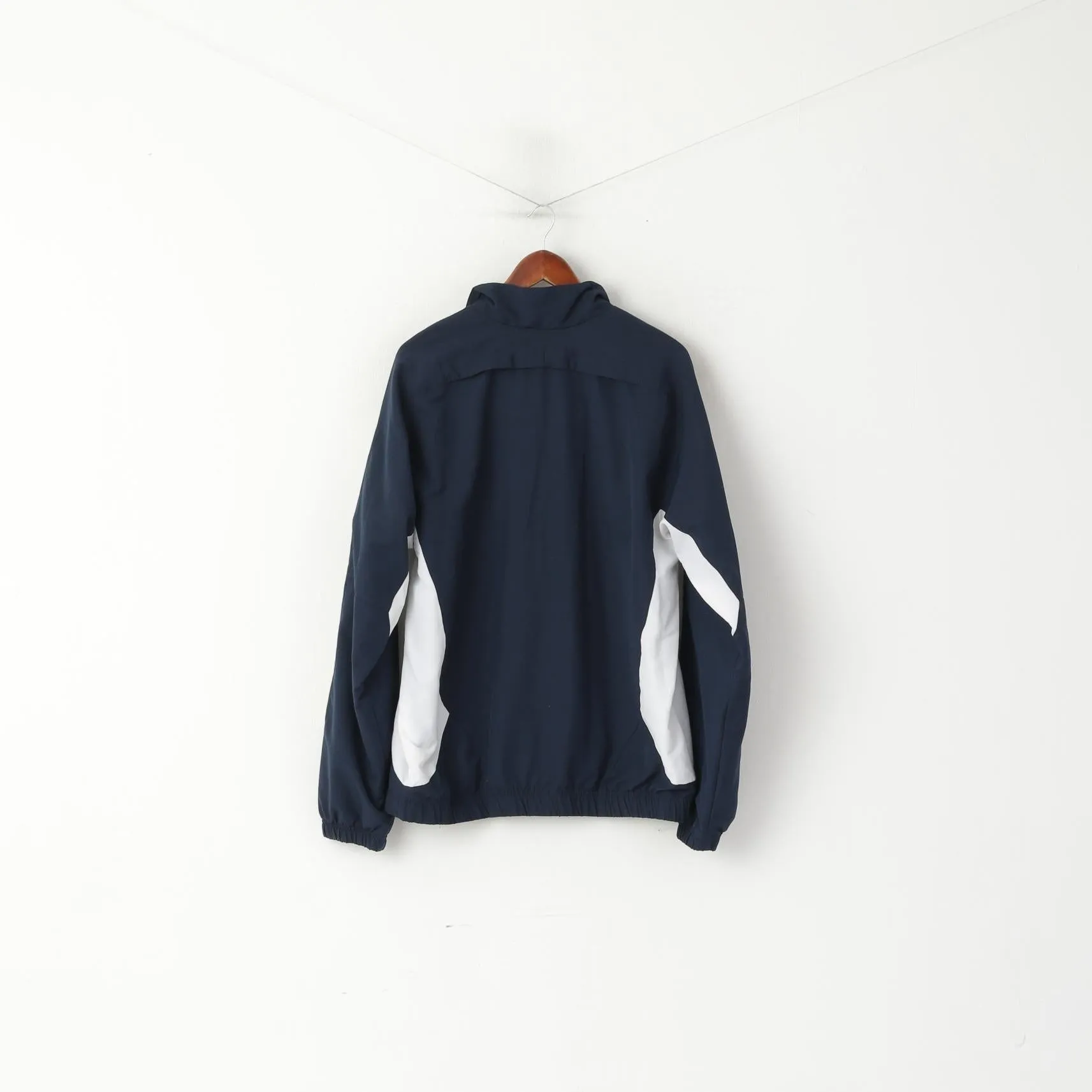 Adidas Men 44/46 L Jacket Navy Full Zipper Sport Training Lightweight Sportswear Top