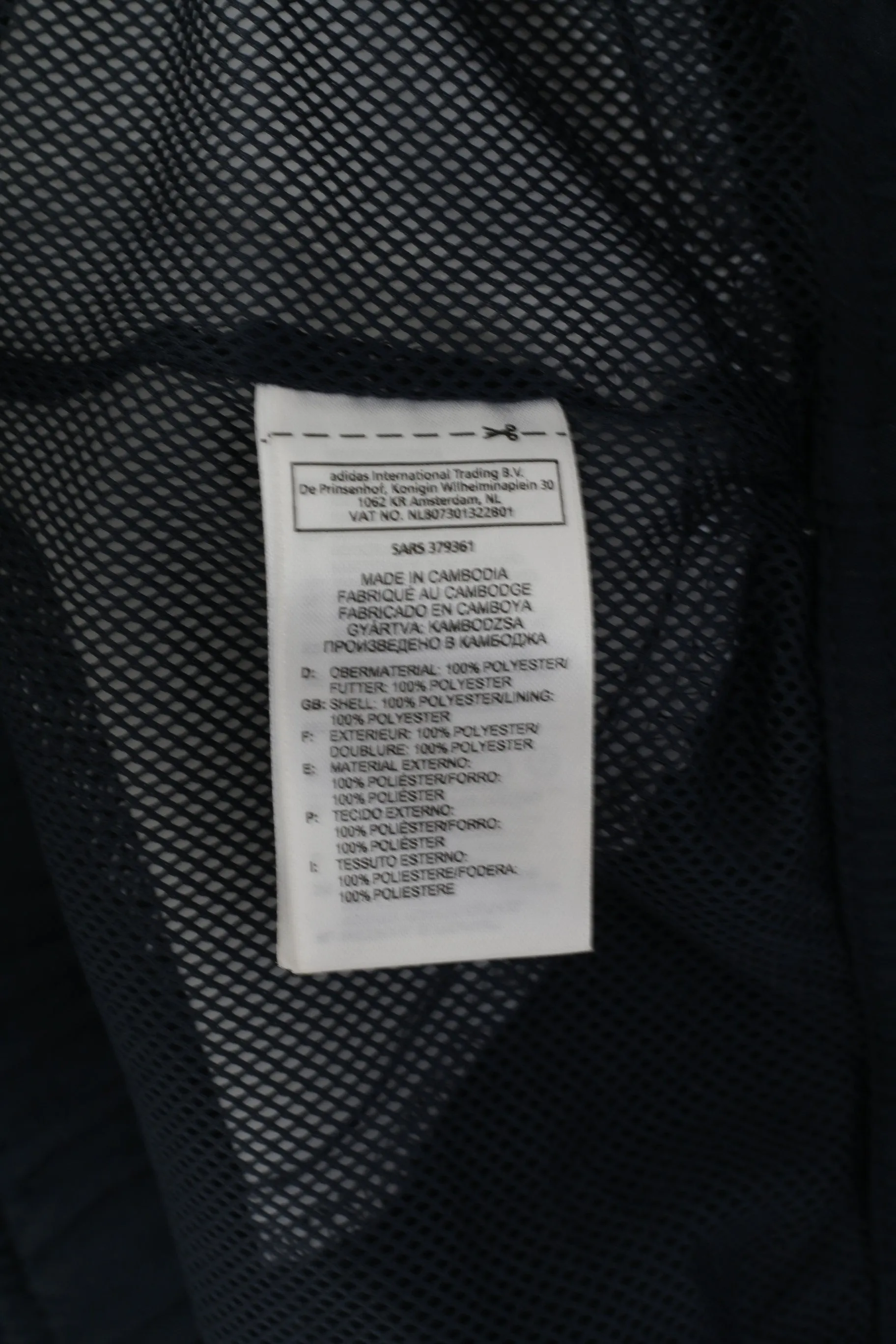 Adidas Men 44/46 L Jacket Navy Full Zipper Sport Training Lightweight Sportswear Top