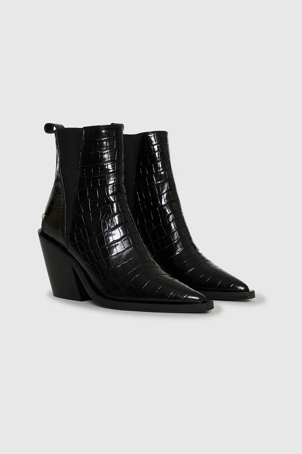 Anine Bing Bekah Boots - Black Embossed