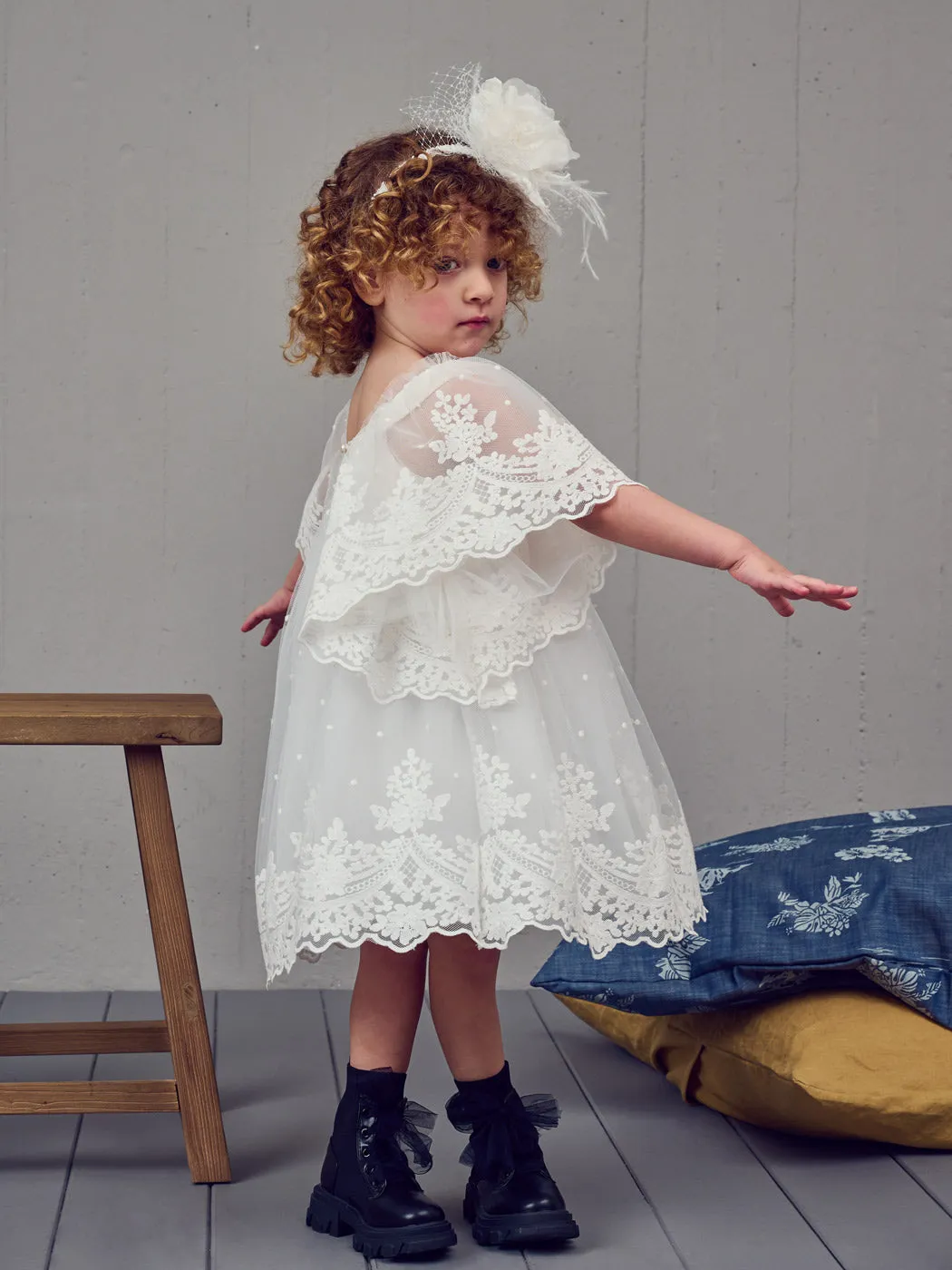 Baptism dress boho with lace - THOMAIS