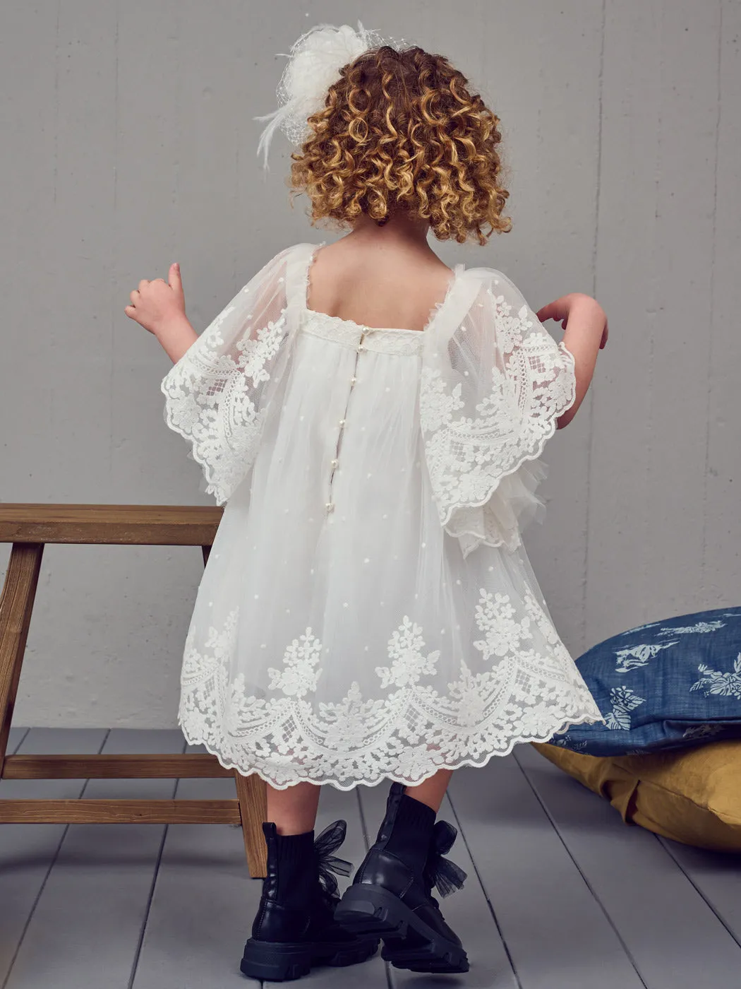Baptism dress boho with lace - THOMAIS