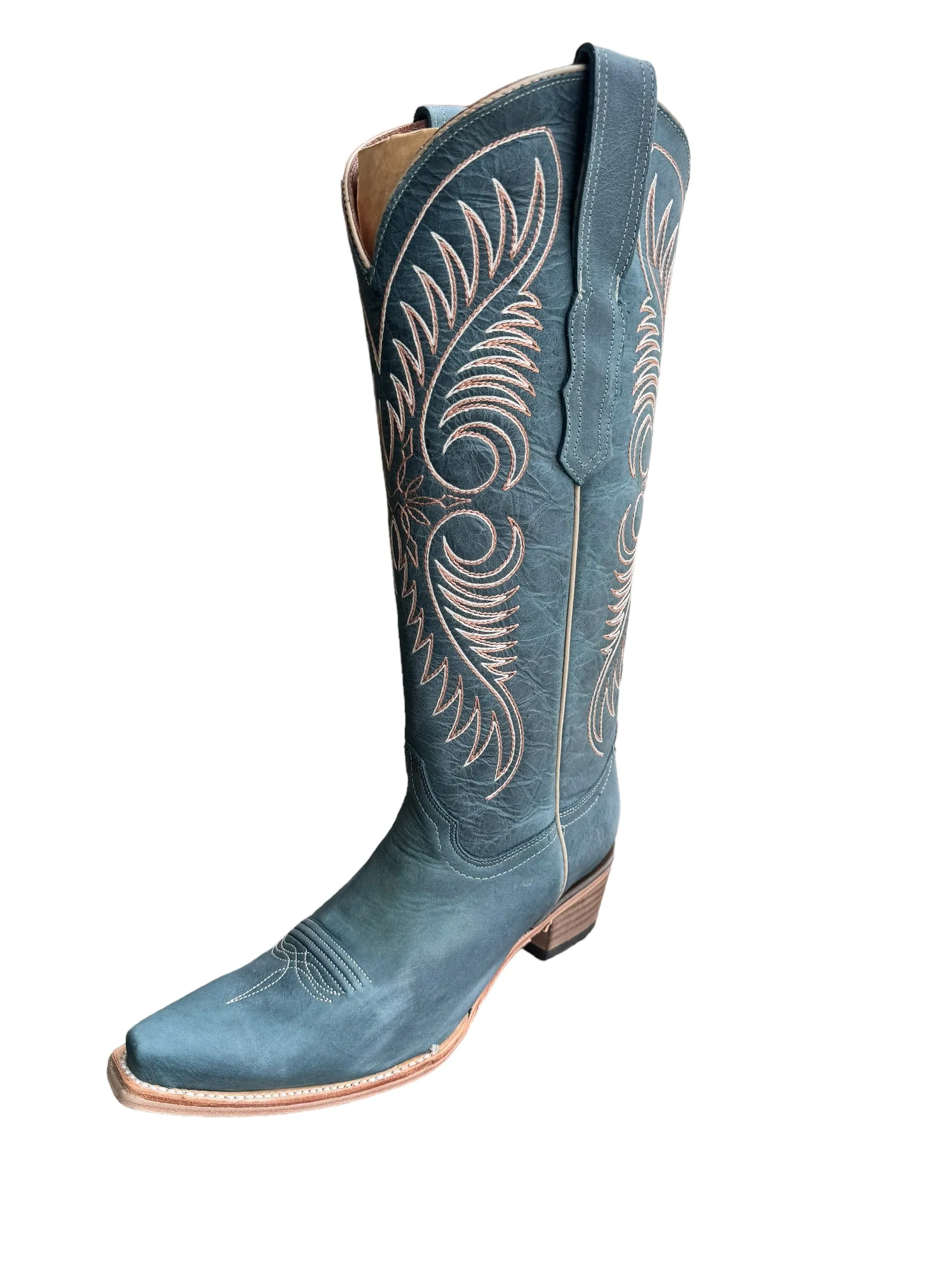 Dusty Blue Embroidered Circle G Cowgirl Boots