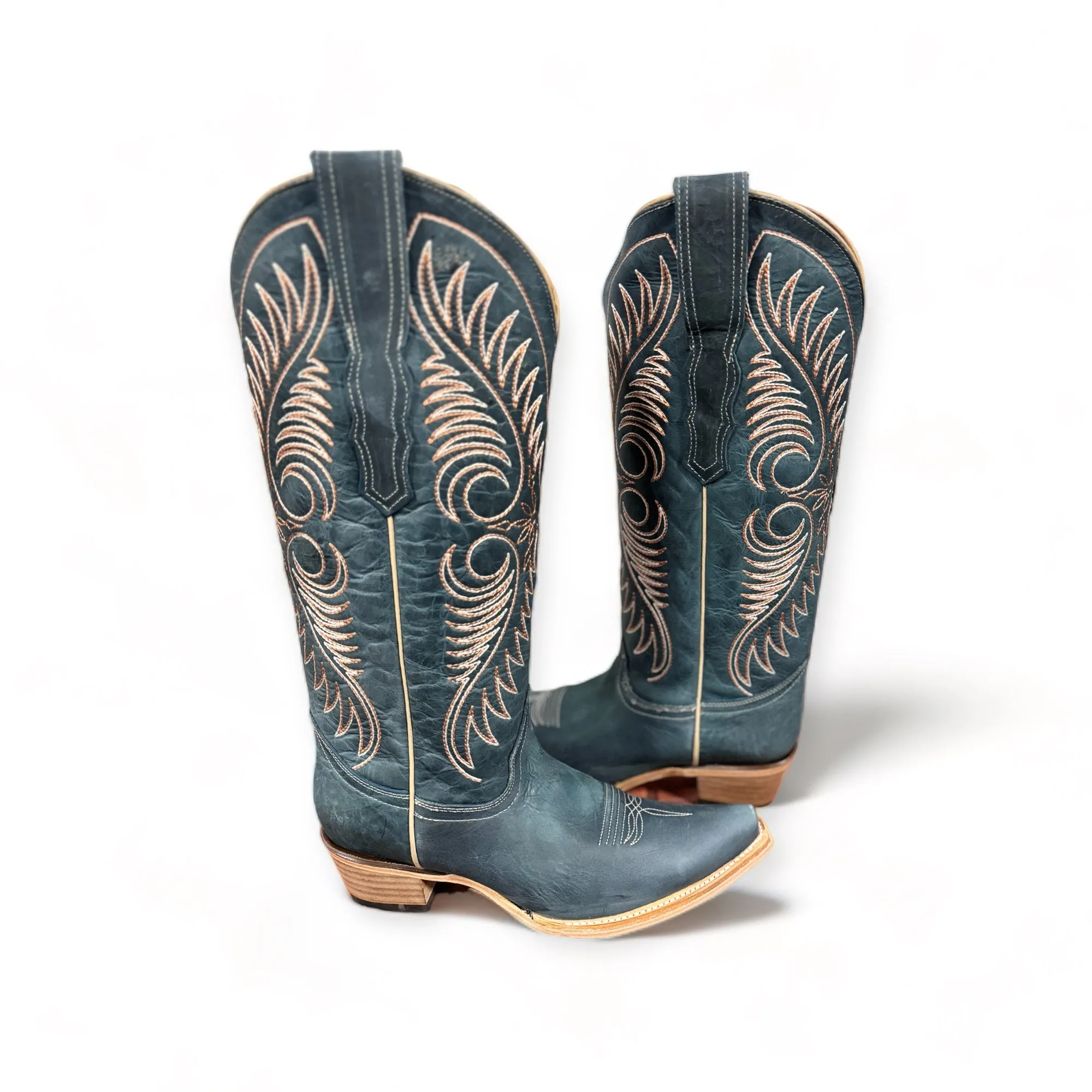 Dusty Blue Embroidered Circle G Cowgirl Boots