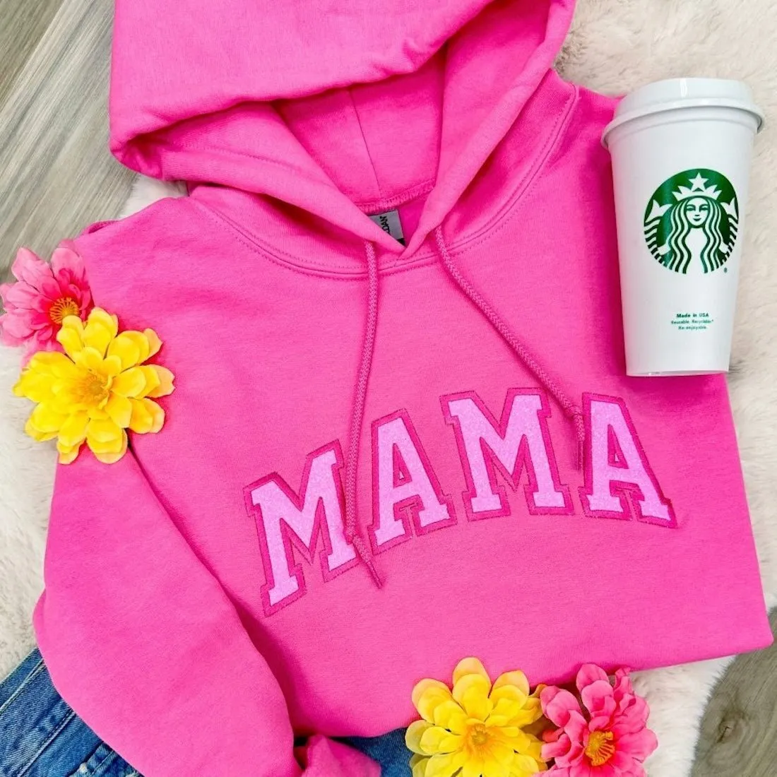 Glitter Embroidery ‘Mama’ Hoodie