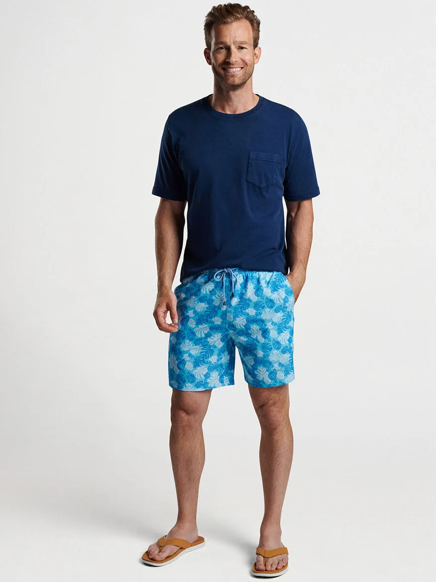 Peter Millar Linework Monstera Swim Trunk in Seasalt
