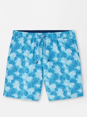 Peter Millar Linework Monstera Swim Trunk in Seasalt