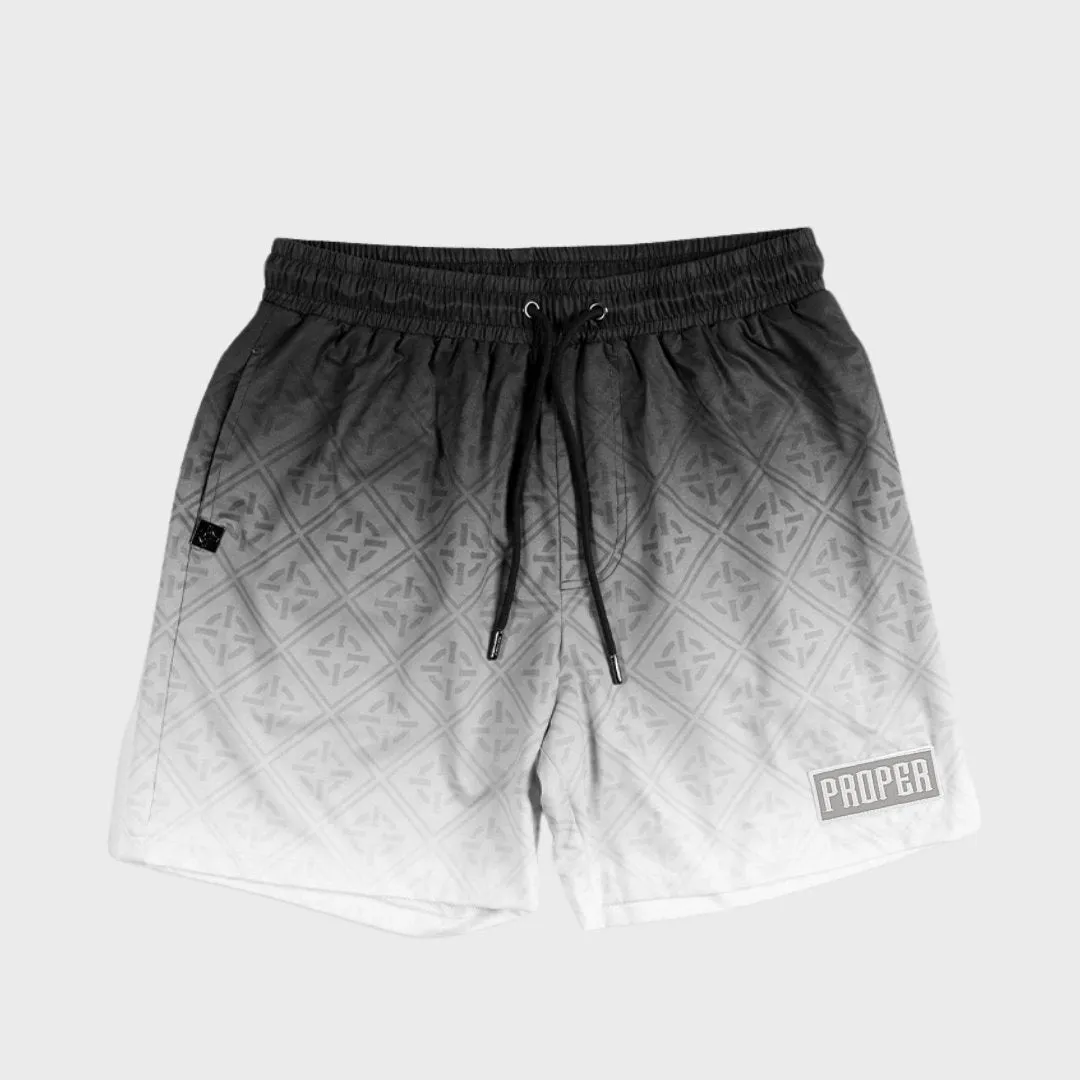 PROPER DIAMOND FADE SWIM SHORTS BLACK