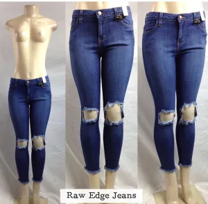 Raw Edge Ripped Jeans