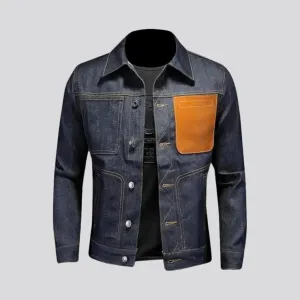 Slim-fit biker jeans jacket for men