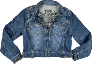 Vintage 90's Tattoo Print Denim Jean Jacket  - Size M