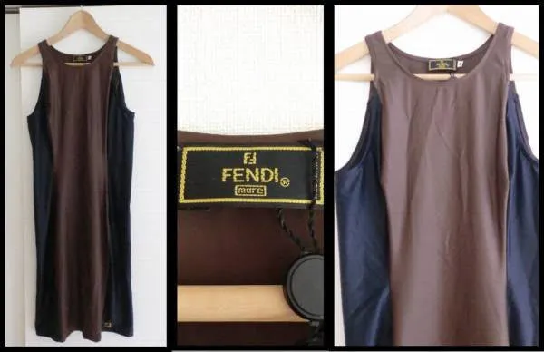 Vintage FENDI brown and grey mode dress. Simple and elegant dress. 0507201