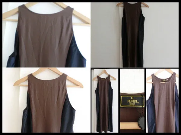 Vintage FENDI brown and grey mode dress. Simple and elegant dress. 0507201