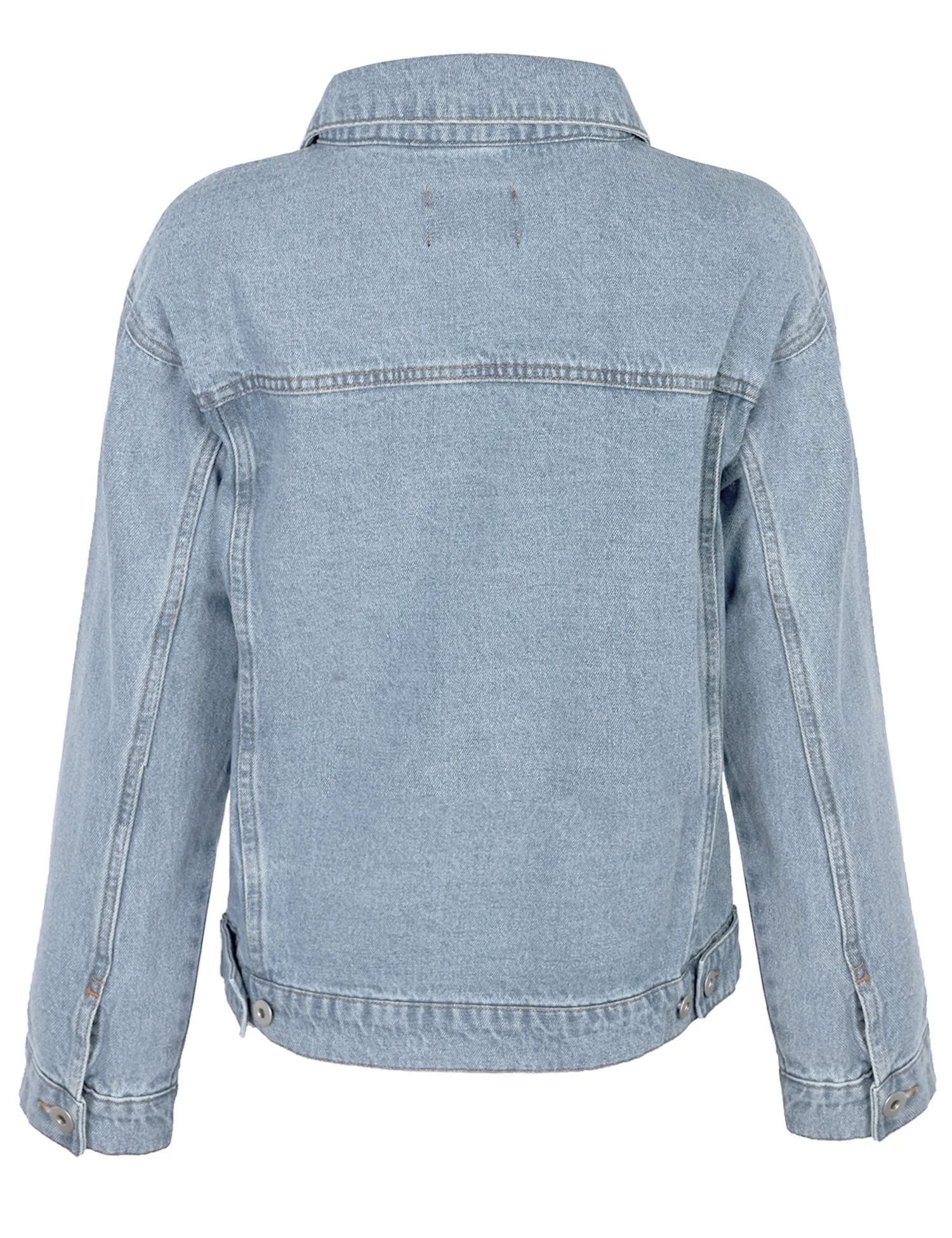 Women's Distressed Boyfreind Denim Jacket Loose Fit with Inner Pockets